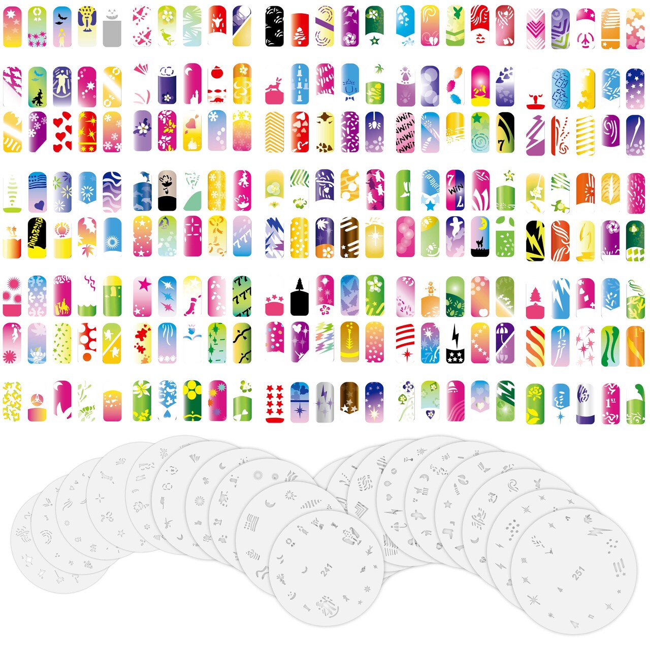 Airbrush Nail Stencils - Nail Art Stencils Series #13: 340 Unique Designs from 20 Individual Templates